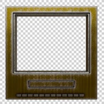 A digitally rendered image of a vintage, square, metallic monitor Stock Photos