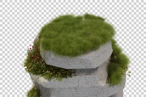 A digitally rendered, layered stone structure Stock Photos