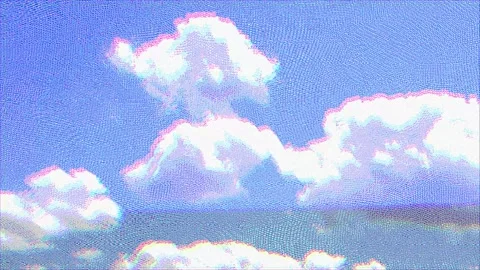 Digitally Rendered White Clouds Slowly Move Across a Pixelated Blue Sky Cre.. Stock Footage 311792897