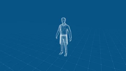 Digitally Rendered Wireframe Model of Standing Doctor businessman Stock Illustration
