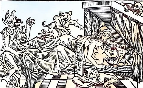 Digitally restored The Conception of the Antichrist or False Messiah Stock Illustration
