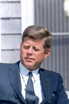 Digitally restored photo of President John F. Kennedy. Stock Photos
