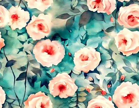 Digital,Print,All,Over,Floral,Pattern,Blur,Wave,Effect,Creative Illustrazione stock