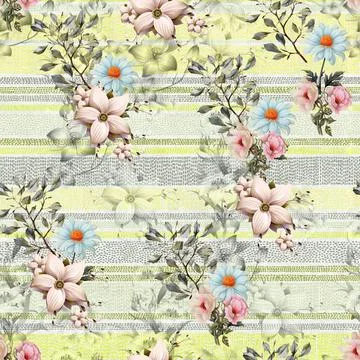 Digital,Print,Flower,Pattern,Design Stock Illustration