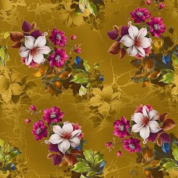 Digital,Print,Seamless,Allover,Pattern,Design,With,Red,Background Stock Illustration