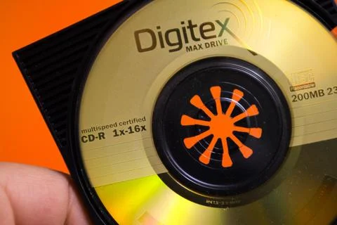 Digitec Max Drive CD-R disc with multispeed certification held in hand on an Stock Photos
