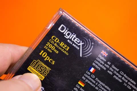 Digitek CD-R23 CD-R recordable 200 MB storage with 10 pieces in packaging on Stock Photos