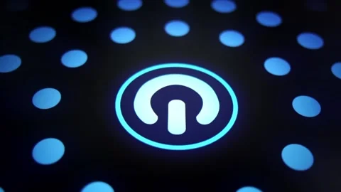 Digitization Idea, Human hand pressing start button to power on Stock Footage 148929349