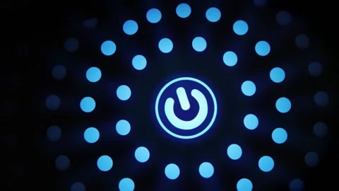 Digitization Idea, Human hand pressing start button to power on Stock Footage 148929350