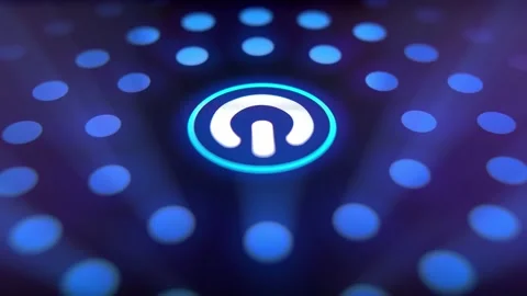 Digitization Idea, Human hand pressing start button to power on Stock Footage 154575833