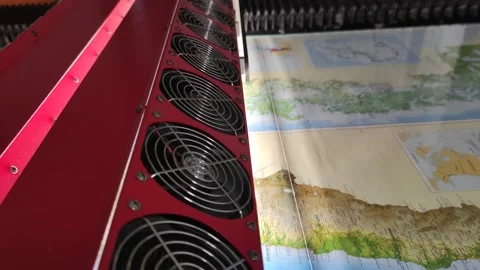 Digitization of large maps with overhead scanner Stock Footage 150681647