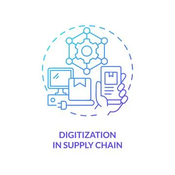 Digitization in supply chain blue gradient concept icon Illustrazione stock