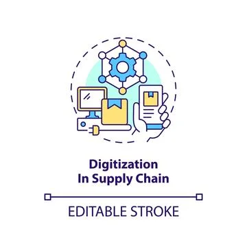 Digitization in supply chain concept icon Stock Illustration