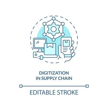 Digitization in supply chain turquoise concept icon Stock Illustration