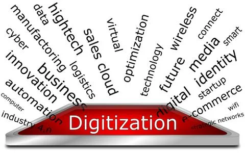 Digitization Wordcloud - illustration Stock Illustration