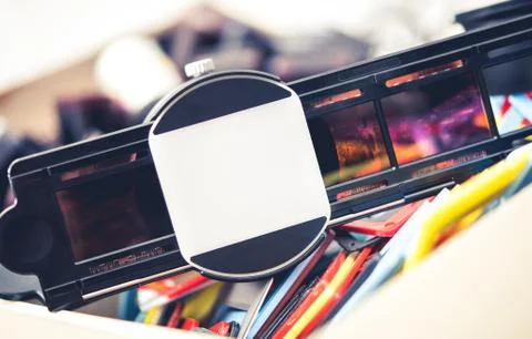 Digitizing Analog Film Negatives Using Digital Camera Lens Adapter. Foto stock