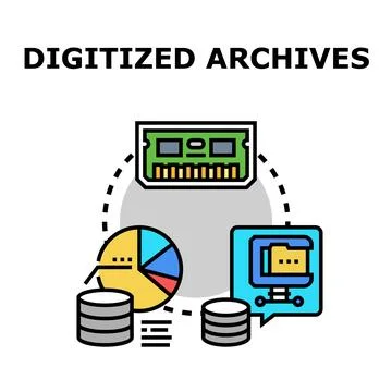 Digitizing archives process for modern data management concepts Stockillustratie