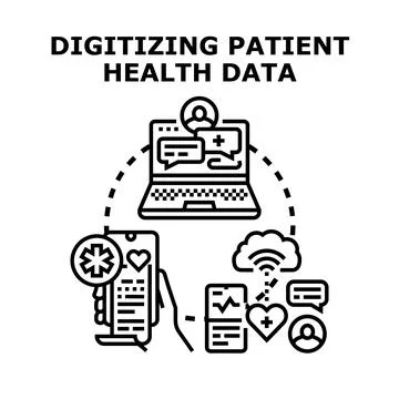 Digitizing patient health data concept for healthcare technology Stock Illustration