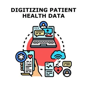 Digitizing patient health data concept for healthcare technology Stock Illustration