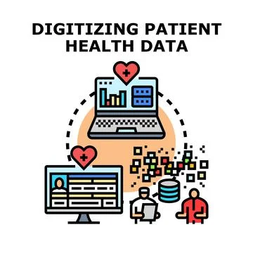 Digitizing patient health data for digital healthcare management Stock Illustration