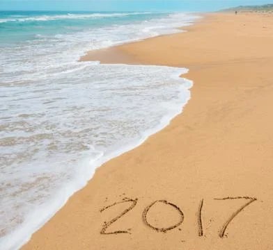 Digits  2017 on the sand Fotos Stock