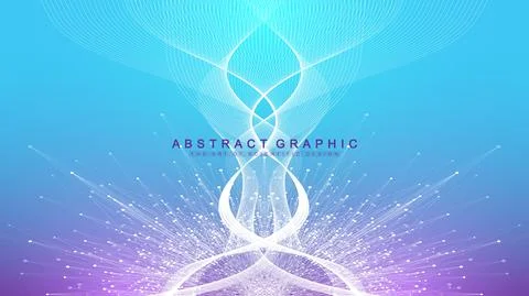 Digits abstract background with connected line and dots, wave flow. Digital Stock Illustration