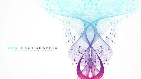 Digits abstract background with connected line and dots, wave flow. Digital Stock Illustration