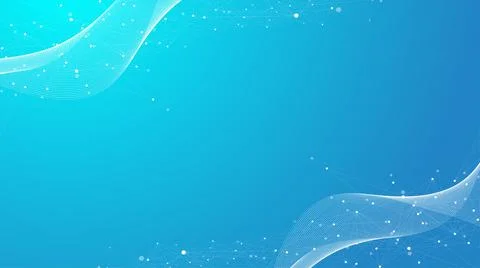 Digits abstract background with connected line and dots, wave flow illustration Stock Illustration