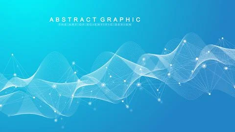 Digits abstract background with connected line and dots, web cover. Digital Illustrazione stock