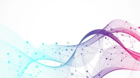 Digits abstract background with connected line and dots, web cover. Digital Stock Illustration