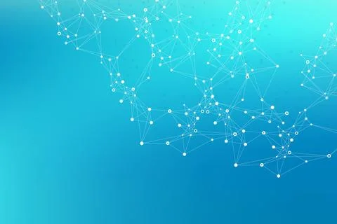 Digits abstract background with connected line and dots, wave flow. Digital Illustrazione stock