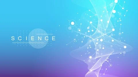 Digits abstract background with connected lines and dots. Digital neural Illustrazione stock