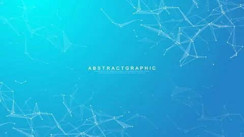 Digits abstract background with connected lines and dots. Digital neural Illustrazione stock