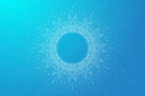 Digits abstract circular frame background with connected lines and dots. Digital Stock Illustration