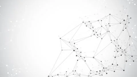 Digits abstract illustration with connected line and dots, wave flow. Digital Stock Illustration