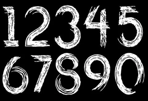 Digits drawn paint Illustrazione stock