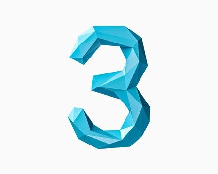 Digits made of low poly blue material Stock Illustration