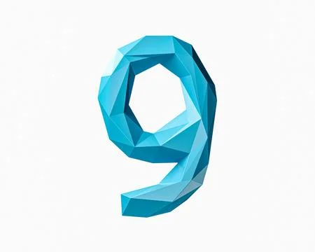Digits made of low poly blue material Stock Illustration