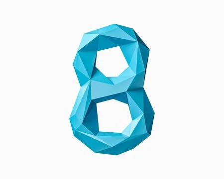 Digits made of low poly blue material Stock Illustration