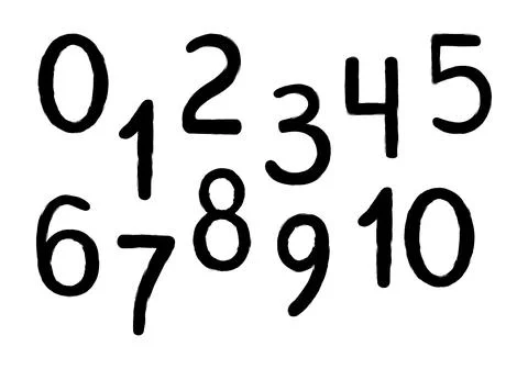 Digits numbers in hand drawn doodle style isolated on white background. Stock Illustration