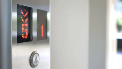 Digits on screen and up button of elevator with reflection Stock-Footage 82534303