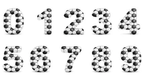 Digits with soccer relief texture Stock Illustration