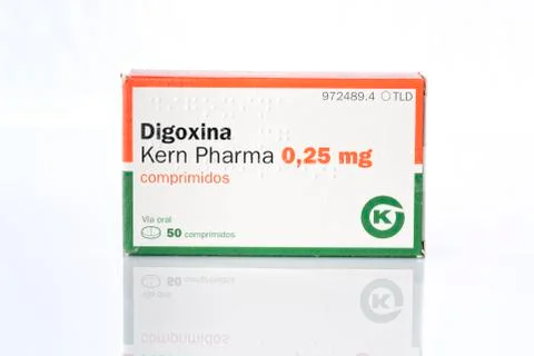 Digoxin box isolated on white Stock Photos