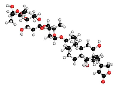 Digoxin heart failure drug molecule Stock Illustration