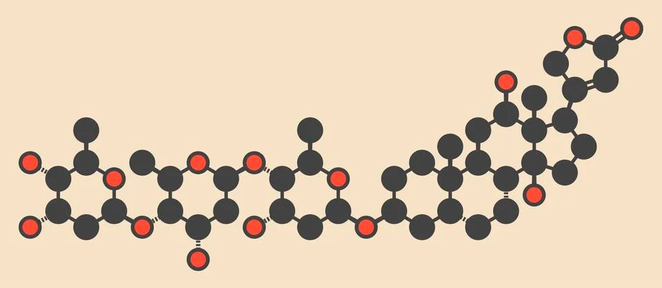 Digoxin heart failure drug molecule Stock Illustration