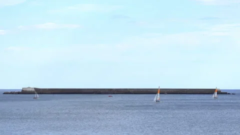 Digue de l'Artha, a central dike protecting the Saint-Jean-de-Luz bay, France Stock Footage 251418704