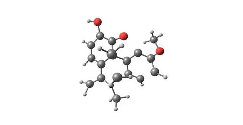 Dihydrocodeine molecular structure isolated on white Stock Illustration