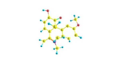 Dihydrocodeine molecular structure isolated on white Stock Illustration