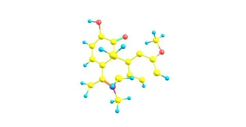 Dihydrocodeine molecular structure isolated on white Stock Illustration