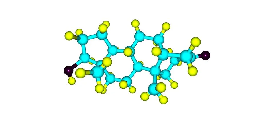 Dihydrotestosterone molecular structure isolated on white Stock Illustration